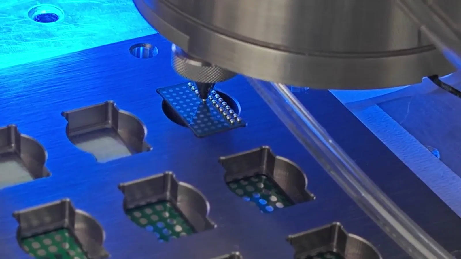 Supplied process frame of a jetting nozzle over an array-oriented test context
