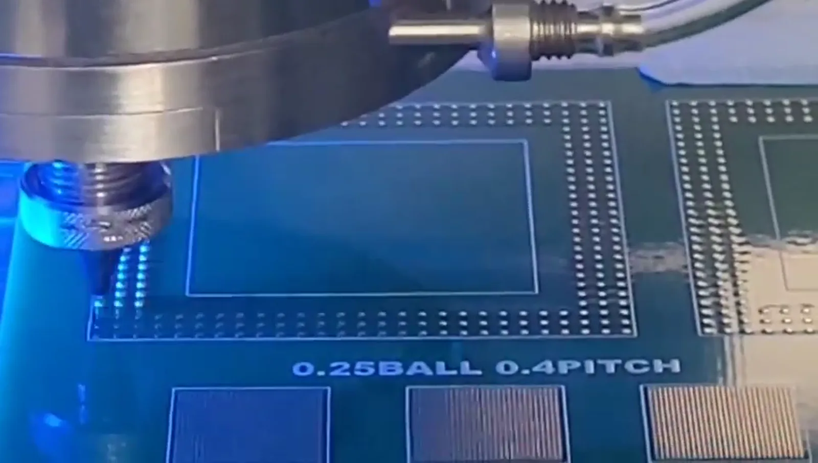 Supplied wide process view of localized laser soldering over a supported work area
