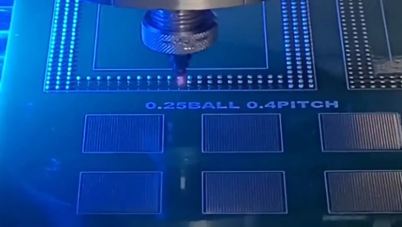 Supplied frame marked 0.25 ball 0.4 pitch during solder ball processing
