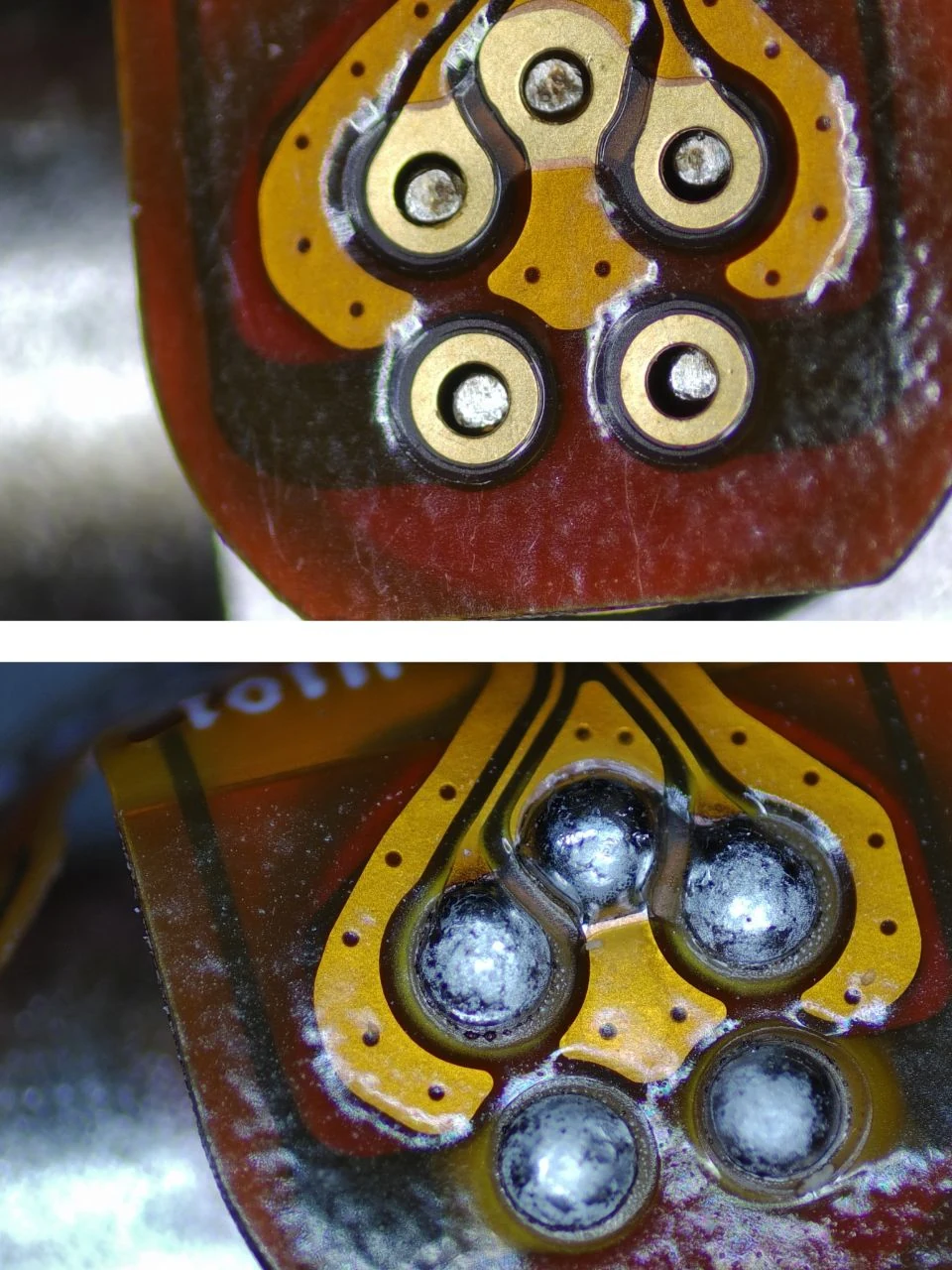 Supplied laser solder ball sample comparison